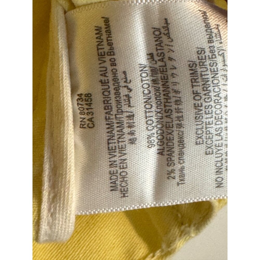 Bcbg Generation Cropped Small Denim Jacket In Soft Lemon Yellow Distressed - Picture 8 of 8